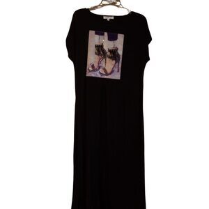 Love J-‎ BLING STILETTO SHOE DESIGN BLACK LARGE LONG T-SHIRT/ DRESS L